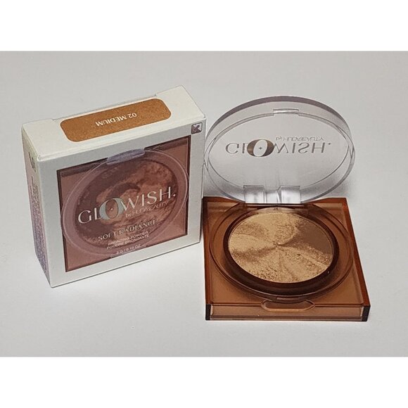 Huda Beauty Glowish Soft Radiance Bronzing Powder Travel 02 MEDIUM 3g .1oz - Picture 1 of 3